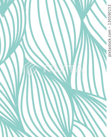 abstract teal leaf pattern with flowing lines for modern decorative design 130590153