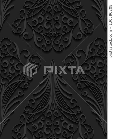 intricate black paper cutout design featuring symmetrical floral and ornamental patterns intricate black paper cutout design featuring symmetrical floral and ornamental patterns 130590209