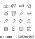 Hospital and medical line icon set 130590405