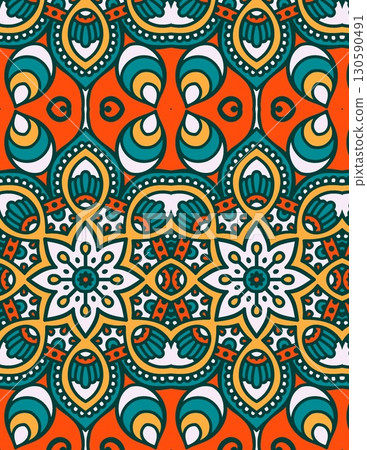 intricate geometric pattern with vibrant colors and symmetrical design intricate geometric pattern with vibrant colors and symmetrical design 130590491