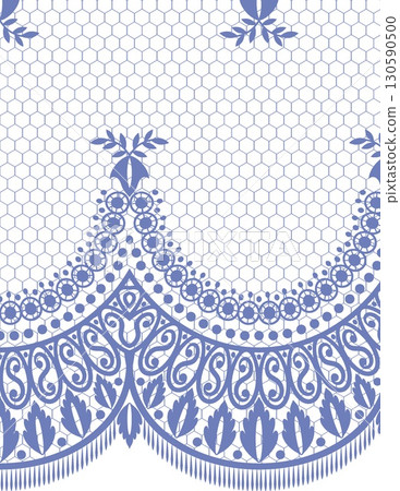 intricate blue and white floral lace pattern with hexagonal background design intricate blue and white floral lace pattern with hexagonal background design 130590500