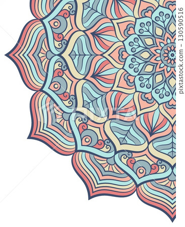 intricate mandala pattern with vibrant pastel colors and symmetrical design intricate mandala pattern with vibrant pastel colors and symmetrical design 130590516