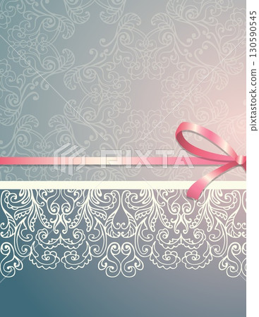 elegant decorative background with floral patterns and pink ribbon bow elegant decorative background with floral patterns and pink ribbon bow 130590545