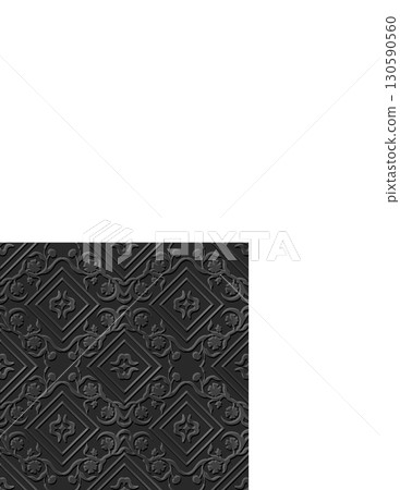 intricate black embossed tile pattern with geometric and floral designs for interior decor 130590560