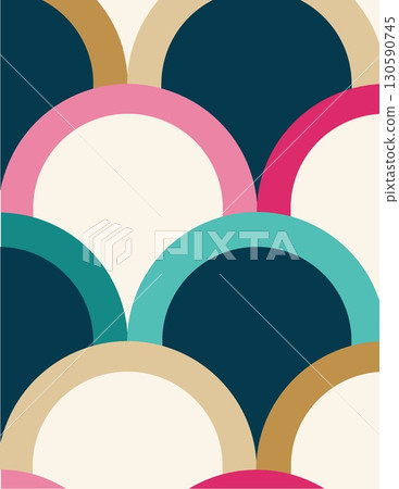 colorful abstract pattern of overlapping semi-circular shapes in vibrant shades colorful abstract pattern of overlapping semi-circular shapes in vibrant shades 130590745