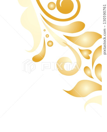 elegant golden ornamental floral design on white background for decorative purposes elegant golden ornamental floral design on white background for decorative purposes 130590761