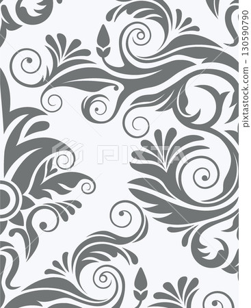 intricate black and white floral swirls pattern with elegant arabesque design 130590790