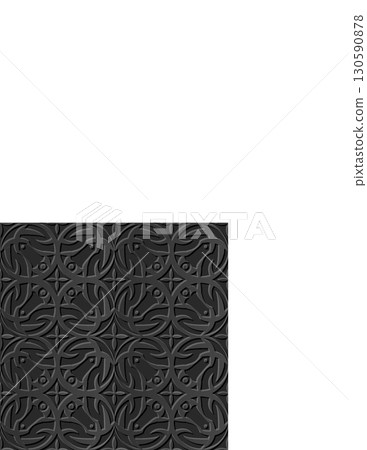 intricate black metal decorative grille with geometric floral pattern 130590878