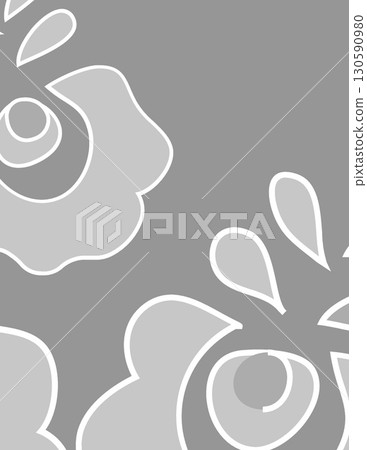 abstract floral pattern with white outlines on a gray background for decoration or design 130590980