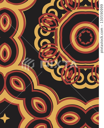 intricate geometric mandala pattern with bold earthy colors and detailed design elements 130590999