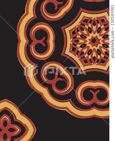 intricate geometric mandala design with vibrant earth-tone colors on black background intricate geometric mandala design with vibrant earth-tone colors on black background 130591001