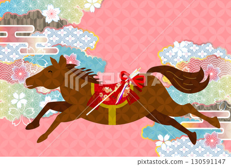 馬年賀卡十二生肖背景 130591147