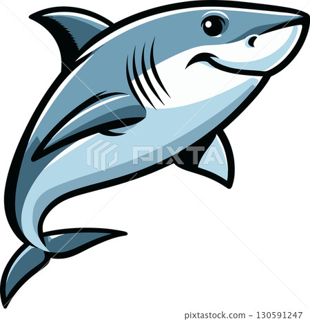 Illustration of a cute shark smiling a little 130591247
