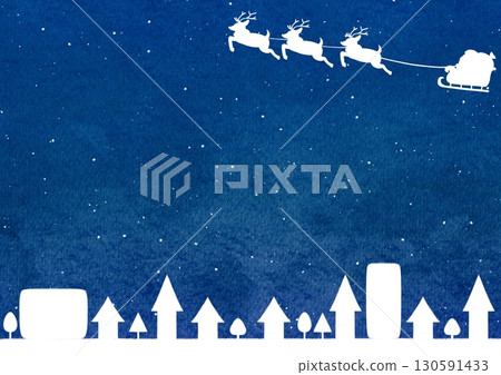 Illustration of Santa in a snowy town 130591433