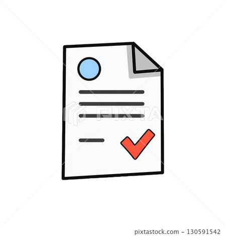 Check mark document icon illustration material (approved, completed, passed) 130591542