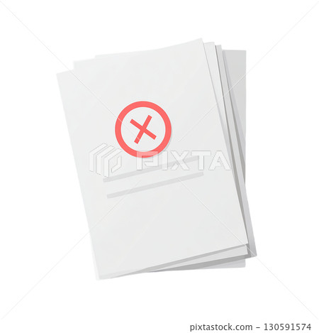 Icon illustration of a document with a cross mark (error, rejection, failure) Icon illustration of a document with a cross mark (error, rejection, failure) 130591574