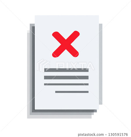 Icon illustration of a document with a cross mark (error, rejection, failure) Icon illustration of a document with a cross mark (error, rejection, failure) 130591576