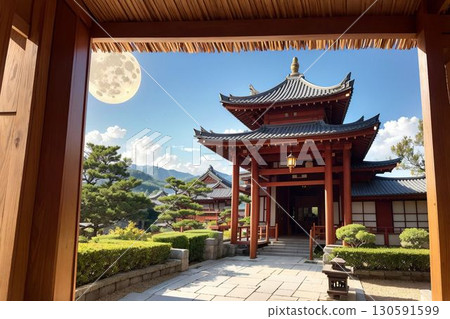 月光下的古都雄偉寺廟 130591599