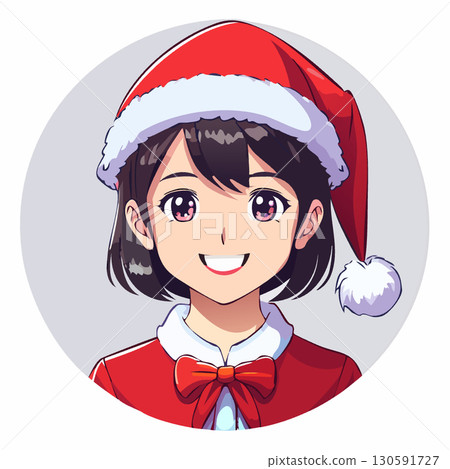 Smiling Santa Claus woman Christmas icon Smiling Santa Claus woman Christmas icon 130591727