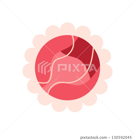 Flat postal stamp for message envelope. Cute card design representing love and affection. Ideal for Valentine's Day themes romantic greetings. 130592045
