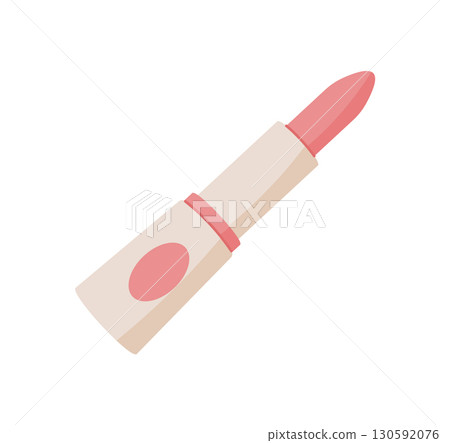 Lipstick tube in simple color design, a cosmetic product for beauty and fashion. Ideal for makeup and skincare themes, flat style illustration, suitable advertisements or online shops. 130592076