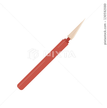 Flat cartoon letter knife for mail, envelopes and postage. Creative design of mail, card, icon for correspondence. Ideal for greeting or invitation themes, perfect holiday use. 130592080