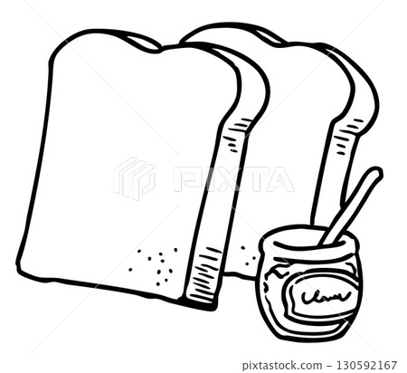 兩片麵包和草莓醬_線畫 兩片麵包和草莓醬_線畫 130592167