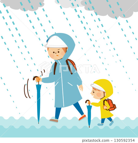 洪災：家長和孩子撤離 130592354