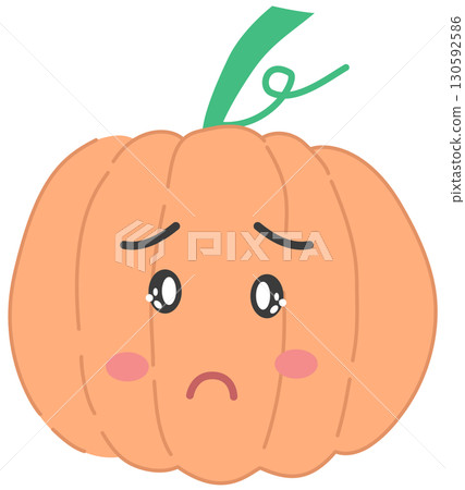 cute and minimal pumpkin with sad face 130592586