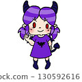 小惡魔女孩揮舞著她的手 130592616