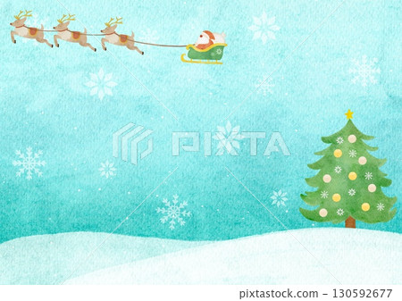 Watercolor snowflake background illustration 130592677