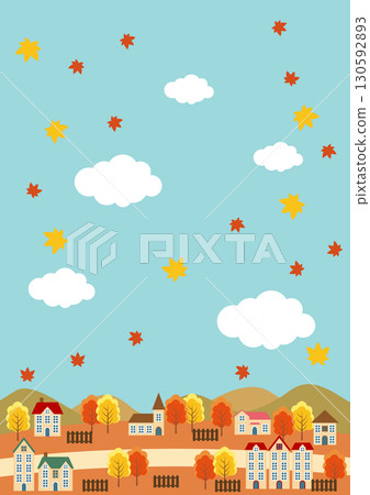 秋天，背景，鄉村，插圖，可愛，秋葉，垂直 130592893