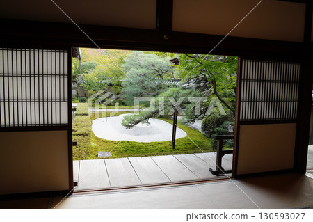 A garden seen from inside a Kyoto temple A garden seen from inside a Kyoto temple 130593027
