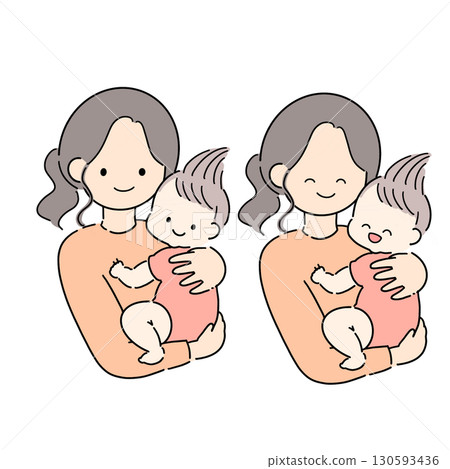 Illustration material of a mother holding a baby Illustration material of a mother holding a baby 130593436