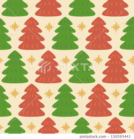 Christmas tree and star seamless pattern Christmas tree and star seamless pattern 130593441
