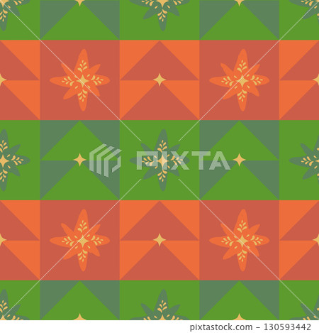 聖誕樹和星星無縫圖案 130593442