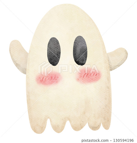 Watercolor Illustration of a cute ghost Watercolor Illustration of a cute ghost 130594196