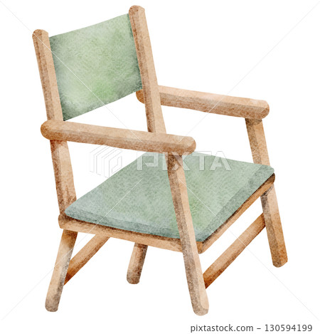 Watercolor Illustration of a Wooden Chair 130594199
