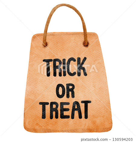 Watercolor Trick or Treat Bag Illustration 130594203