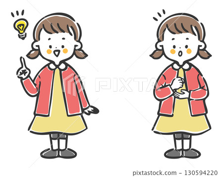 Girl who understands, whole body, vector 130594220