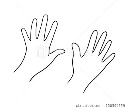 Open hands showing and wrist. Vector outline doodle illustration isolated on white background. Open hands showing and wrist. Vector outline doodle illustration isolated on white background. 130594359