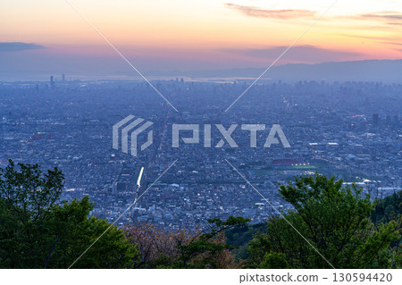 Osaka Prefecture: Panoramic night view of Osaka and the view of Our Square 130594420