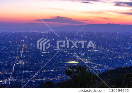 Osaka Prefecture: Panoramic night view of Osaka and the view of Our Square Osaka Prefecture: Panoramic night view of Osaka and the view of Our Square 130594465