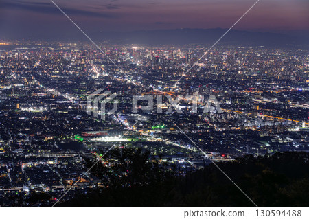 Osaka Prefecture: Panoramic night view of Osaka and the view of Our Square Osaka Prefecture: Panoramic night view of Osaka and the view of Our Square 130594488