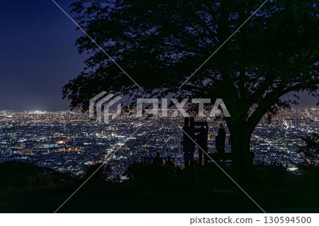 Osaka Prefecture: Panoramic night view of Osaka and the view of Our Square 130594500