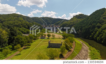 Haizuka Dam, Miyoshi City, Hiroshima Prefecture_Drone aerial photography_ HMMHAIZU_No10 130594694