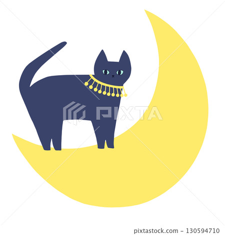 Crescent moon and a fashionable cat 130594710