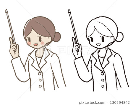 一名註冊營養師手持手繪指針 130594842