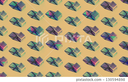 Colorful 3D Cubes Tile Pattern with Iridescent Reflections Colorful 3D Cubes Tile Pattern with Iridescent Reflections 130594898