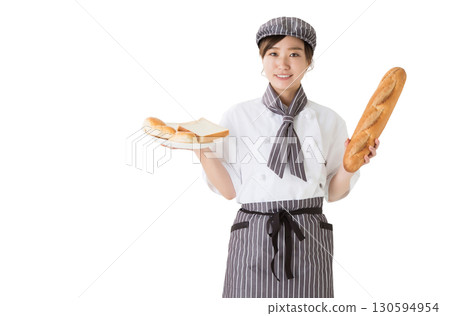 穿著廚師服的女人(麵包店,麵包店,剪貼畫) 穿著廚師服的女人(麵包店,麵包店,剪貼畫) 130594954